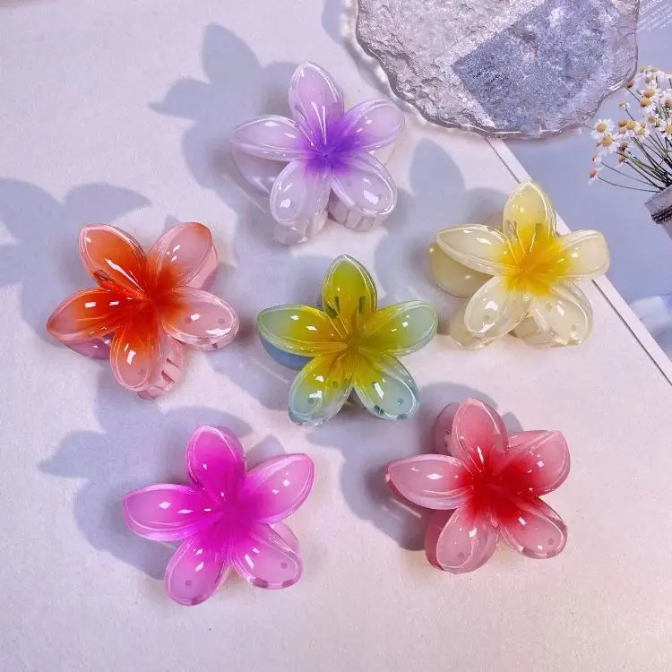 Пластиковая заколка для волос в виде акулы модные Гавайские цветы Плюмерия цветок заколки