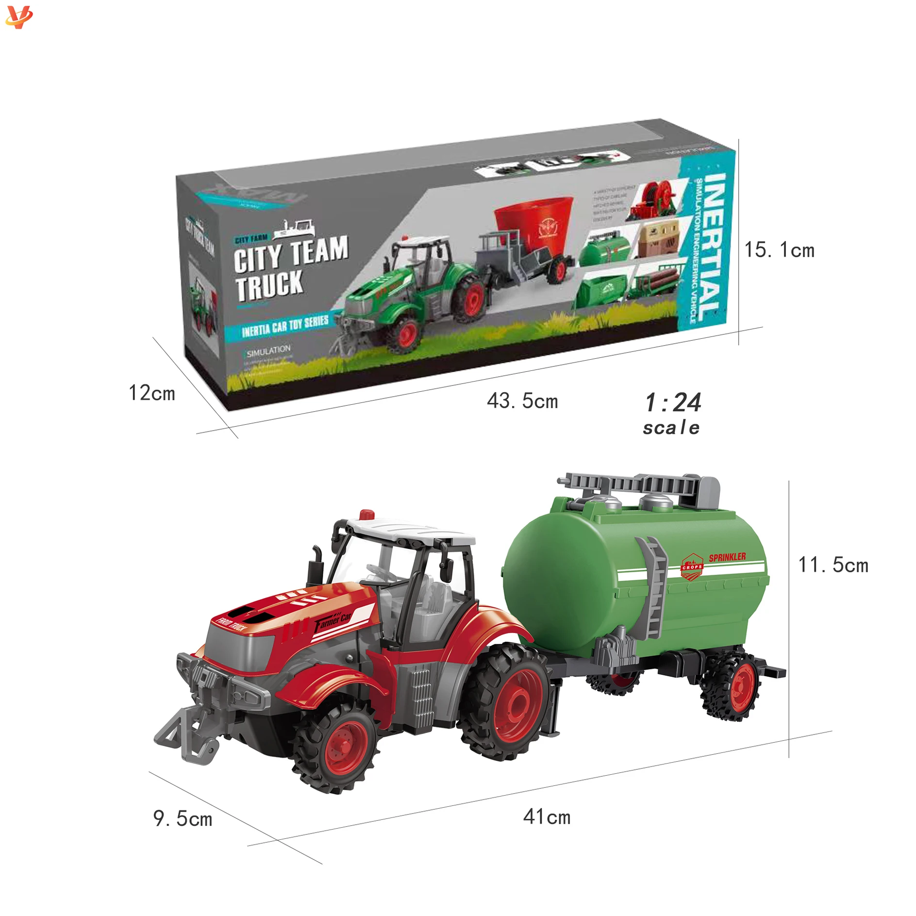 Alloy Small toys Diecast Children 1:24 trailer vehicle toy farmer sprinkler truck Friction Farm Tractor Vehicles