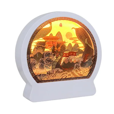 
3D paper carving lamp ancient Chinese creative paper silhouette art handmade night light Museum creative gift 