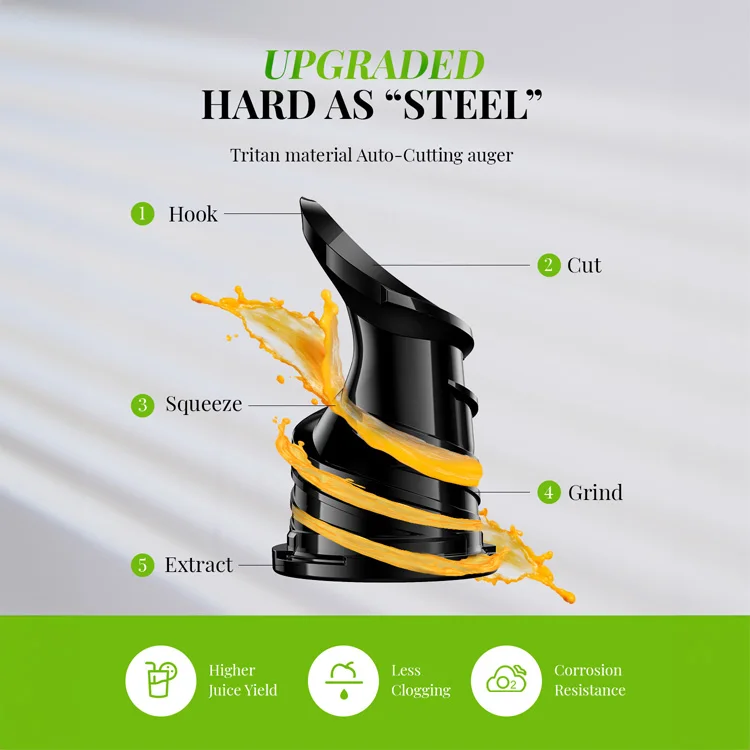 GDOR Cold Press Juicer 4.3 Feed Chute Tritan Material Powerful 200W Fruit Slow Juicer Machines Extractor