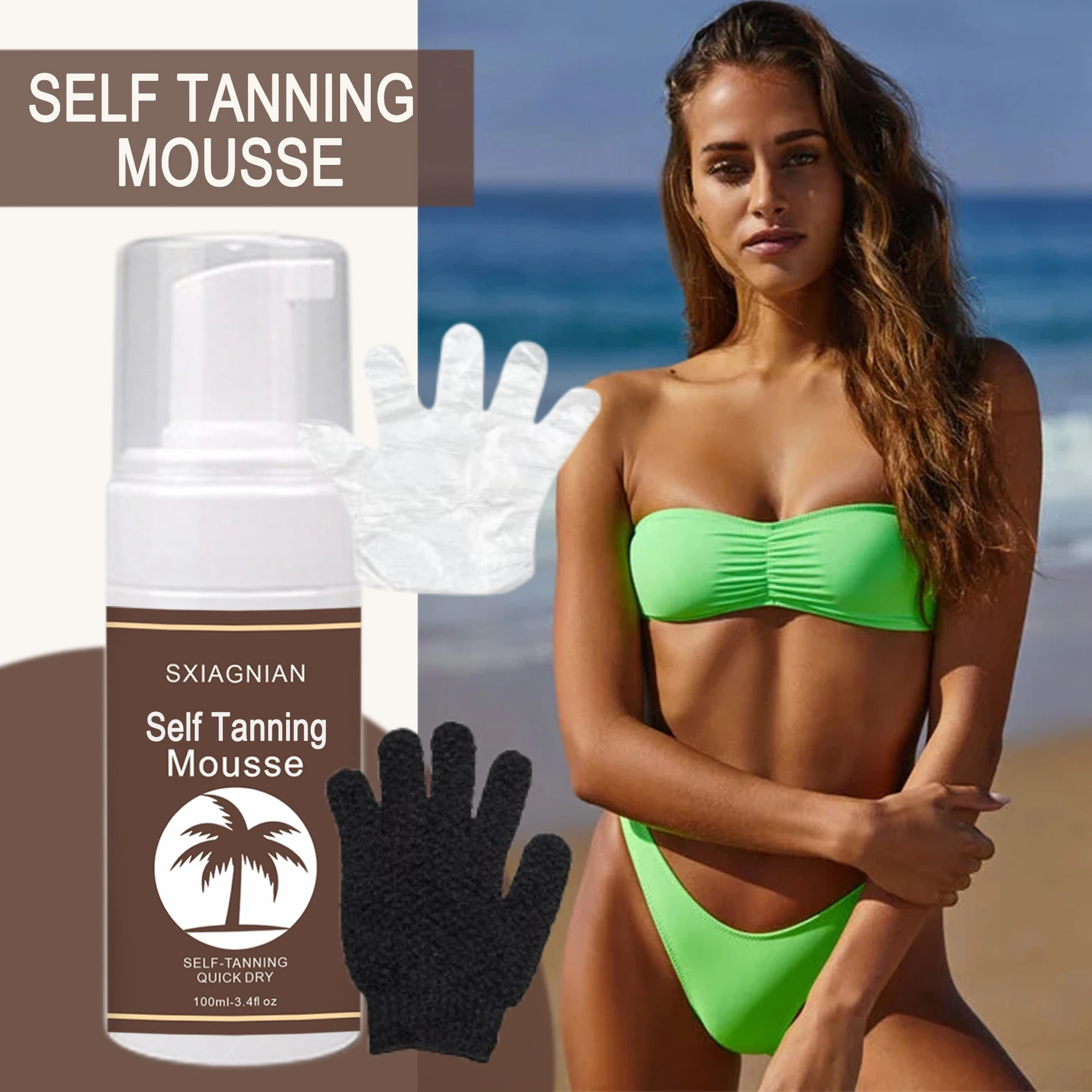 private label Vegan Dark body self loving tan spray tan foam tanning mousse