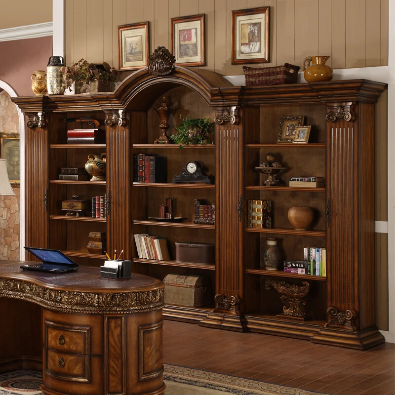 Mid-century design style classic shape can be customized display cabinet solid wood bookcase