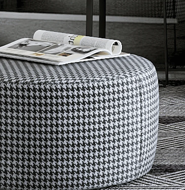 Cotton Linen with Removable Cover Stool Upholstered Vanity Chair Pouffes Footrest Stool for Kitchen Bedroom Living Room