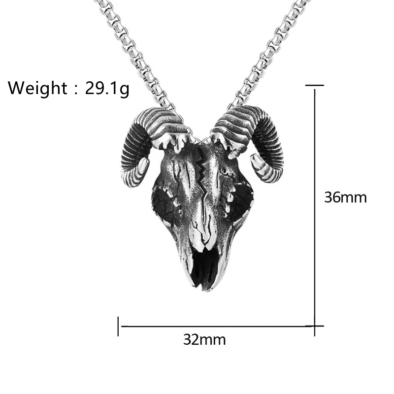 Unisex Stainless Steel Gothic Pendant with Demon Satan Baphomet Goat Head Skull Silver Plated for Gift or Party