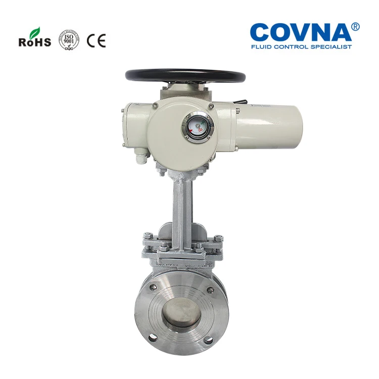 COVNA 12in IP68 Flange Cast Iron Multi-Turn Electric Motorized Actuator Knife Gate Valve