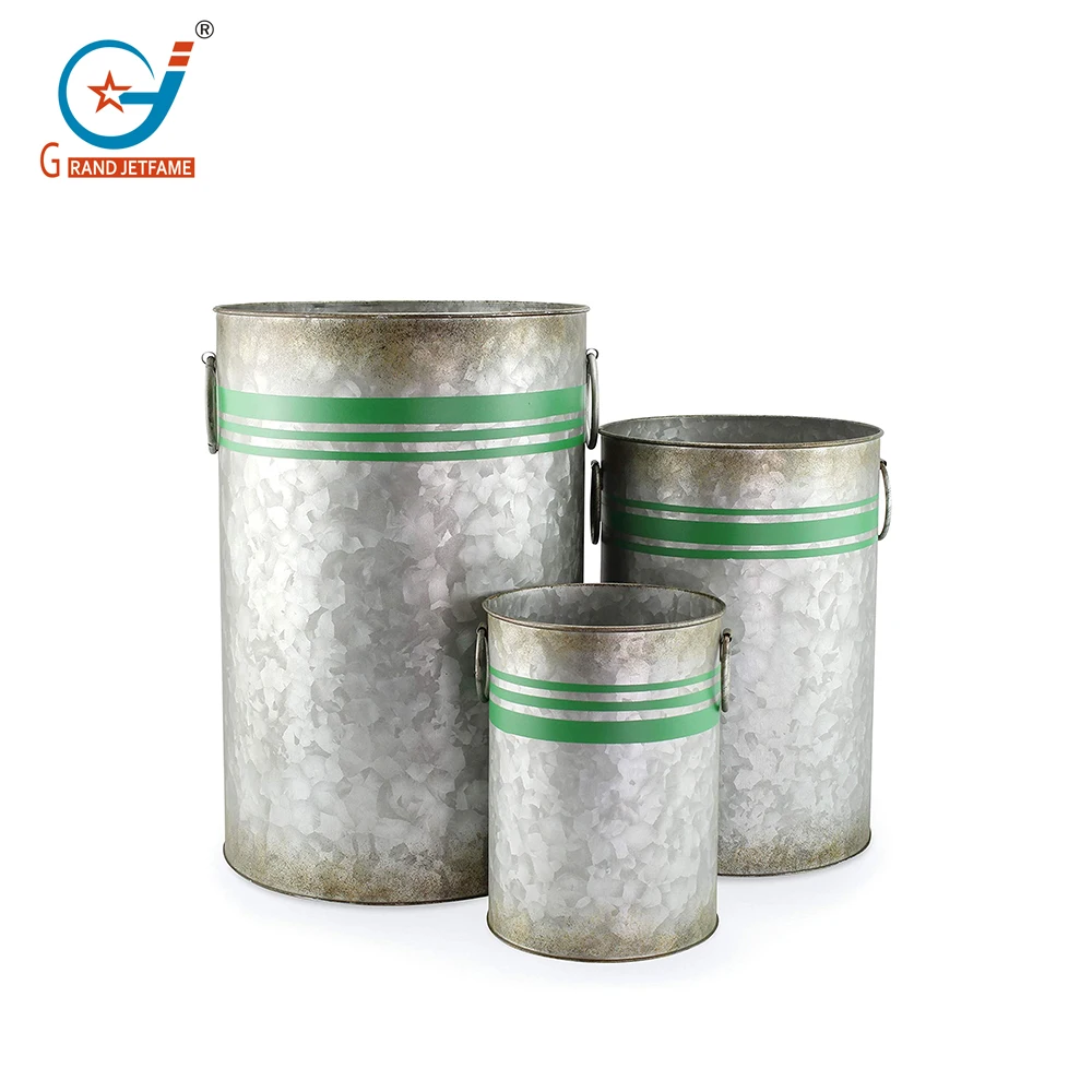 Оцинкованные ведеры для зелени, украшение фермерского дома, оцинкованные банки с зеленой лентой для рождественской зелени и цветов