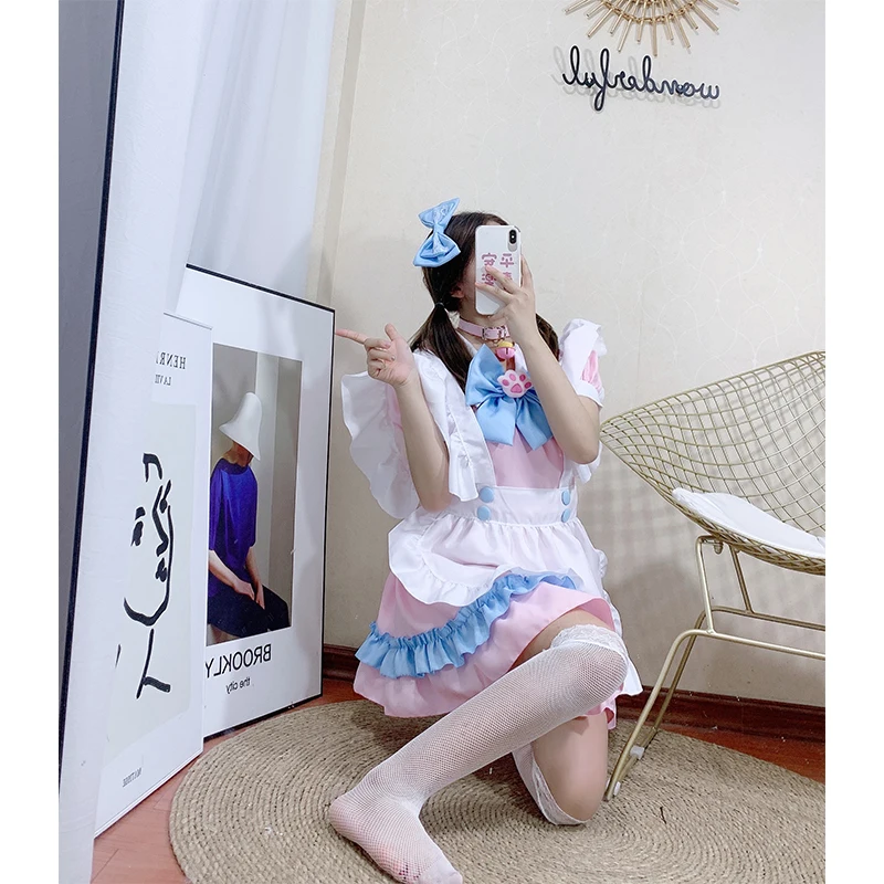 cat Bow lovely lolita for women maid outfit dress cosplay costume anime