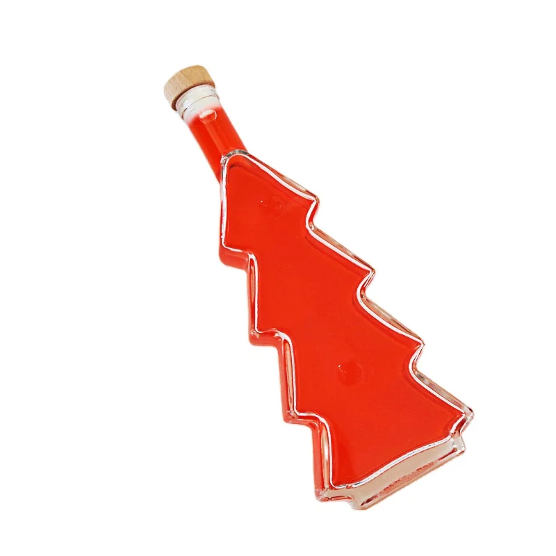 Cross border New Christmas Tree Transparent Crystal White Glass Wine Bottles Foreign Wine Bottles Super Flint glass wine bottle