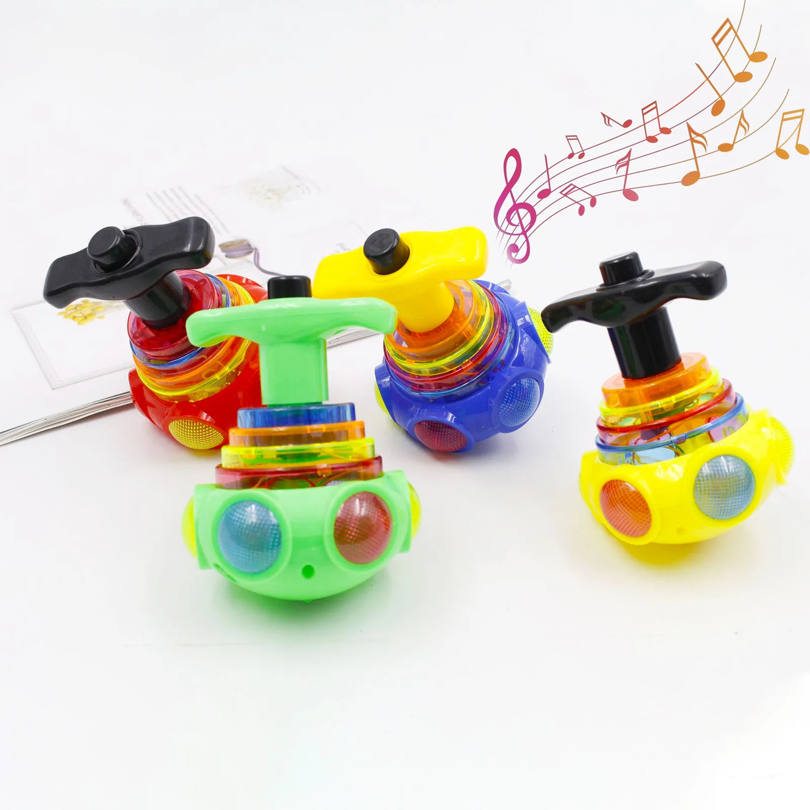 LED Light Up Flashing Spinning Tops with Gyroscope and Music, Novelty Bulk Toys Party Favors Flashing Spinning Tops