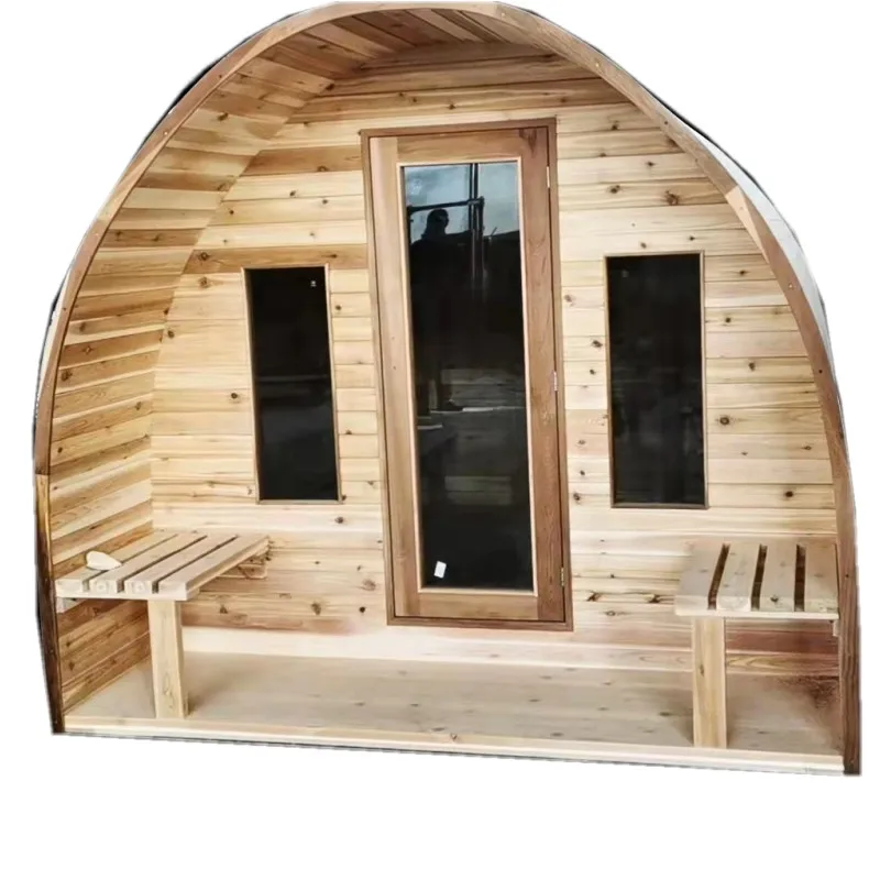 special  design 4-6 Person Canadian Pine/Hemlock/Red Cedar Outdoor Traditional Barrel Sauna with Hariva Heater