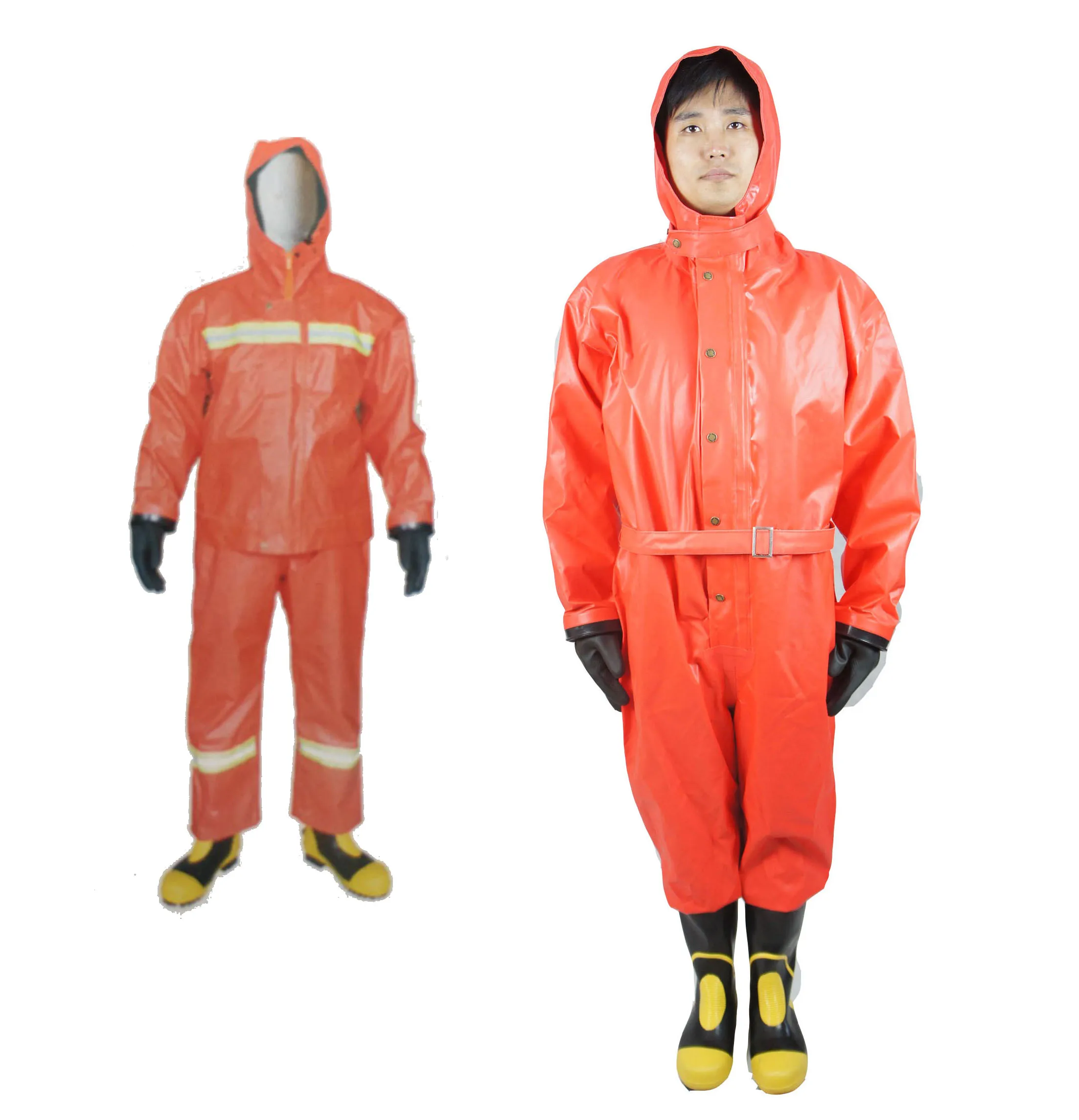 double PVC coated liquid Chemical protective clothing fireman firefighting suit turnout gear anti-acid alkali