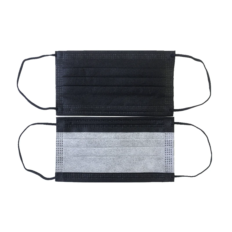 50 шт., Одноразовые 3-слойные черные хирургические маски для лица