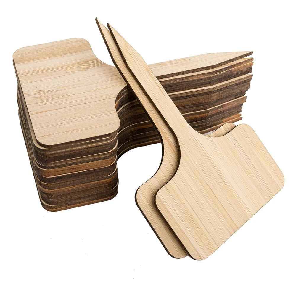 60 Bamboo Plant Labels in Gift Box (T-Type) | Plant Tags | Cheese Markers