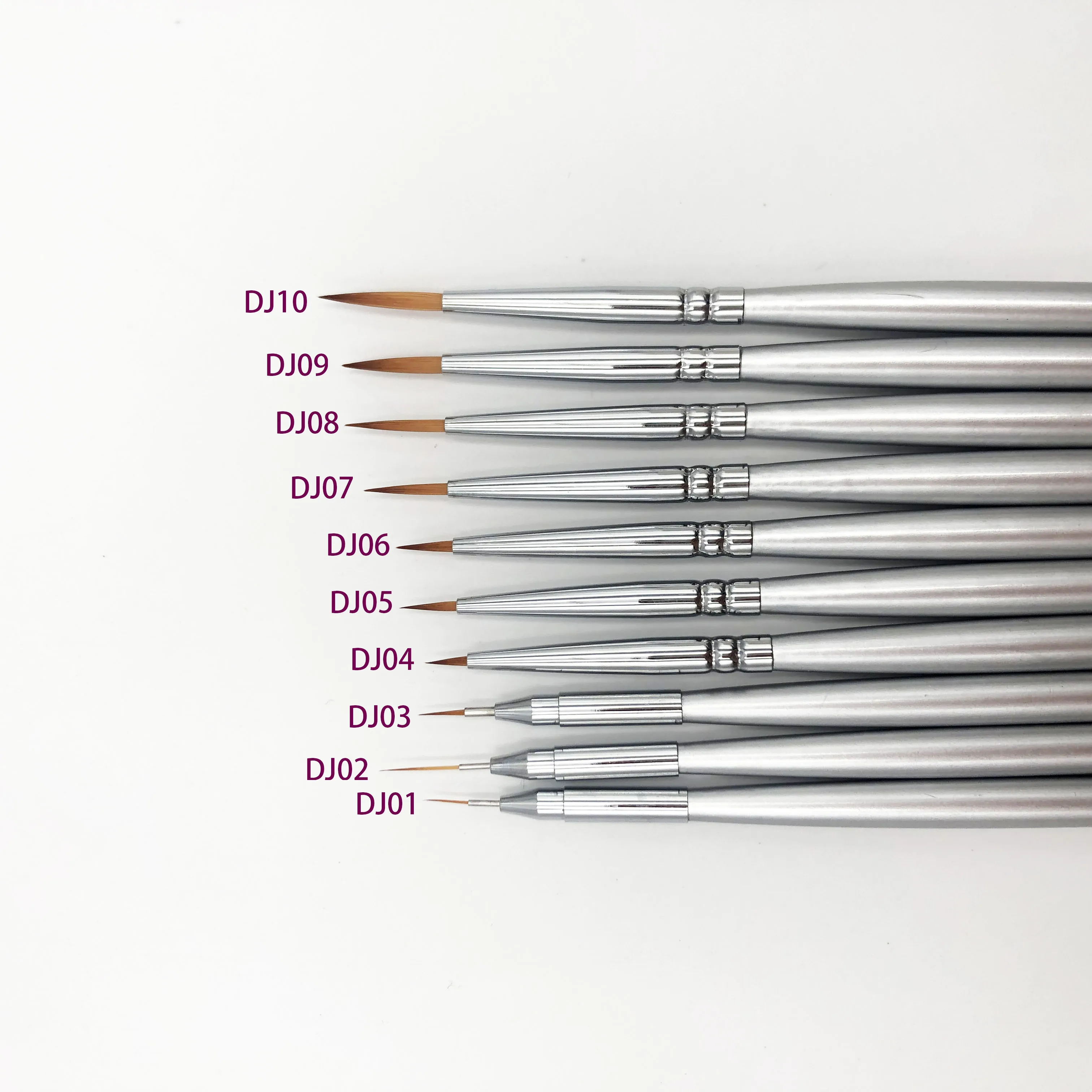 Custom 10Pcs Kit Set Thin Watercolor Painting Nail Art Aqua Liner Aquarelle Brushes