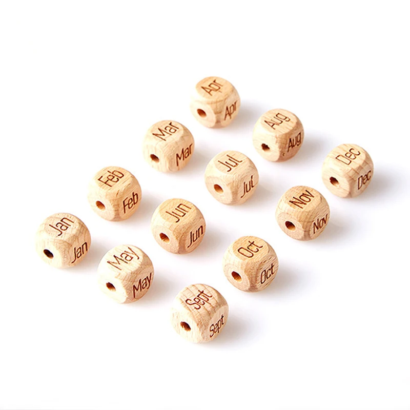 Beech Wood Single Alphabet beads english letter arabic numerals numbers month date wooden beads for jewelry making