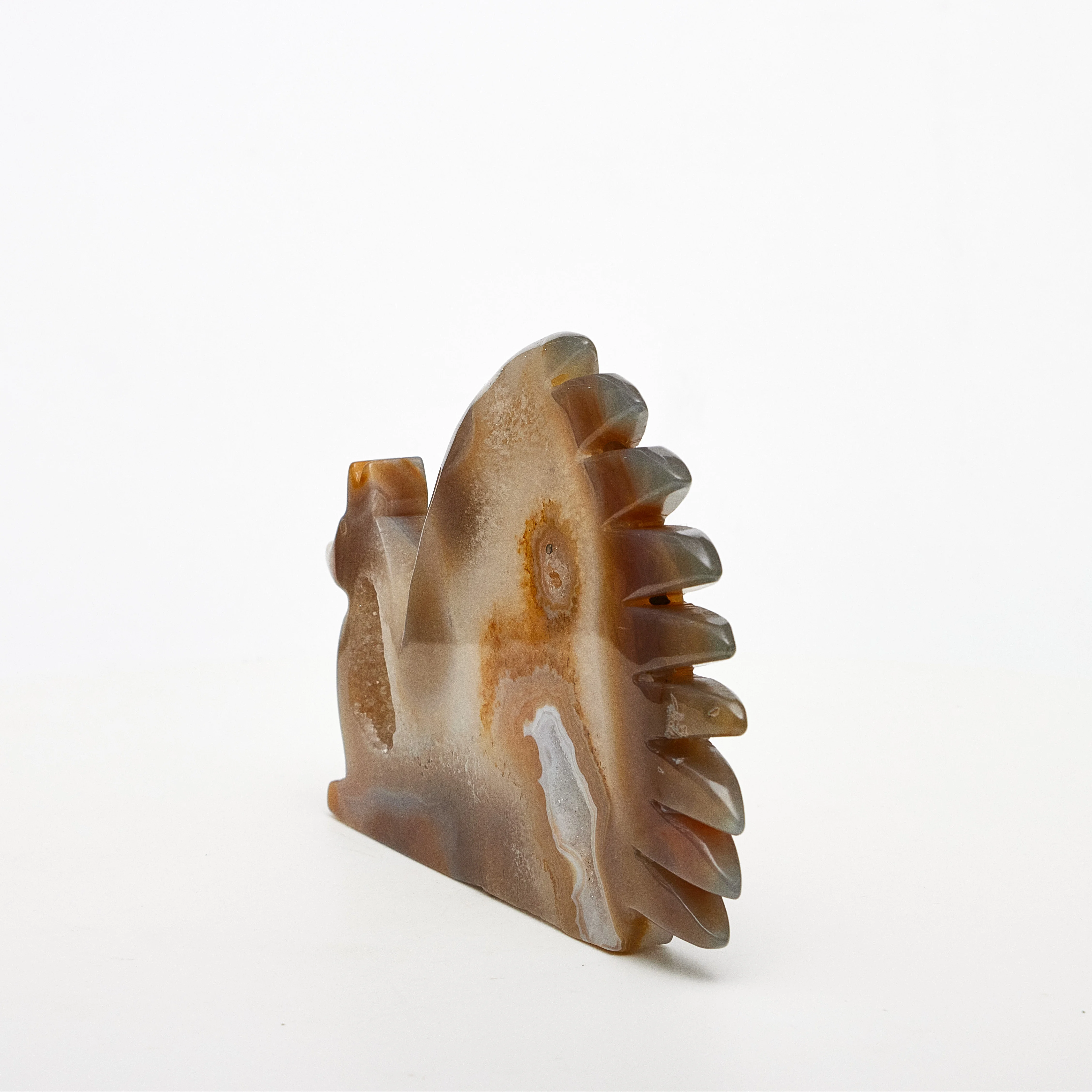 Wholesale bulk Natural  Reiki  Geode Quartz  carving Folk Crafts Healing Crystal carving Fox stone