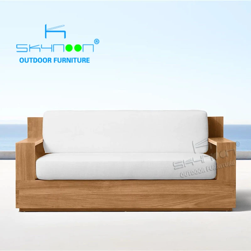 Modern luxury outdoor furniture teak living room villa patio garden sofa customizable all-weather teak outdoor sofa(T48002B)