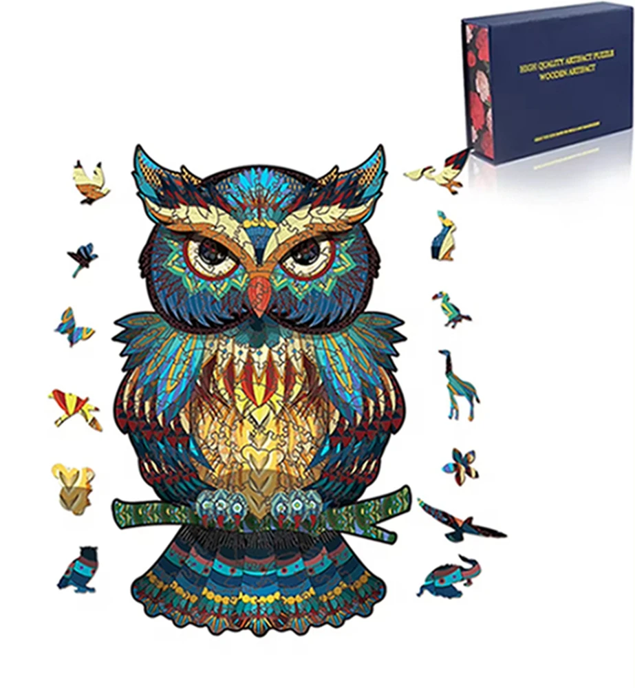 Top-selling Diy 3D Wooden Toy Game Owl Shapes Jigsaw Puzzle For Parent-child Games