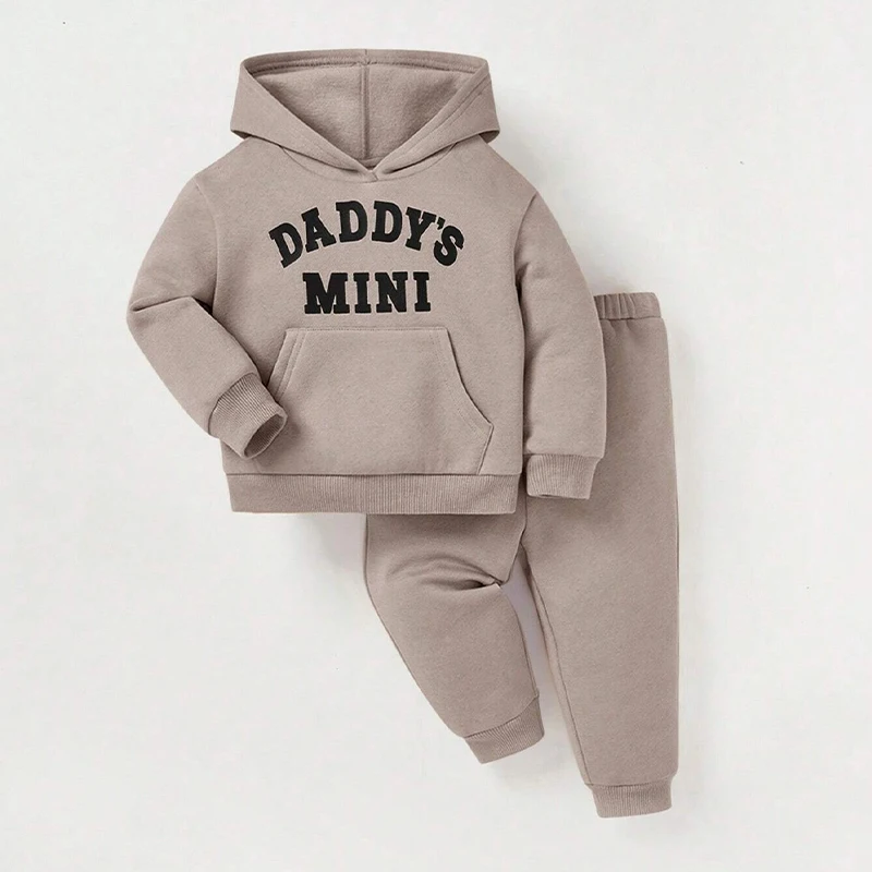 Bamboo cotton kids hoodie set fleece children tracksuit custom sweatsuit set kids clothing set organic children streetwear