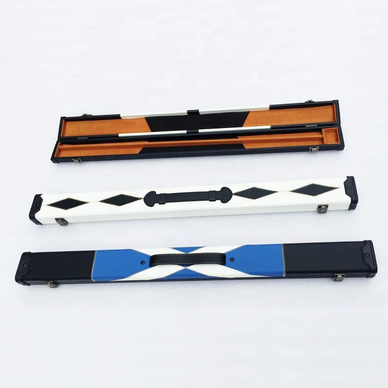 2 Compartment 86cm Slimline Leather Wooden Billiards Cue Case