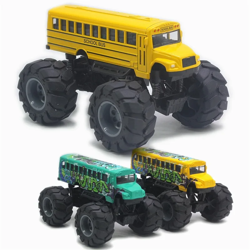 Alloy School Bus Return Model Boy Toy Car Abs Plastic