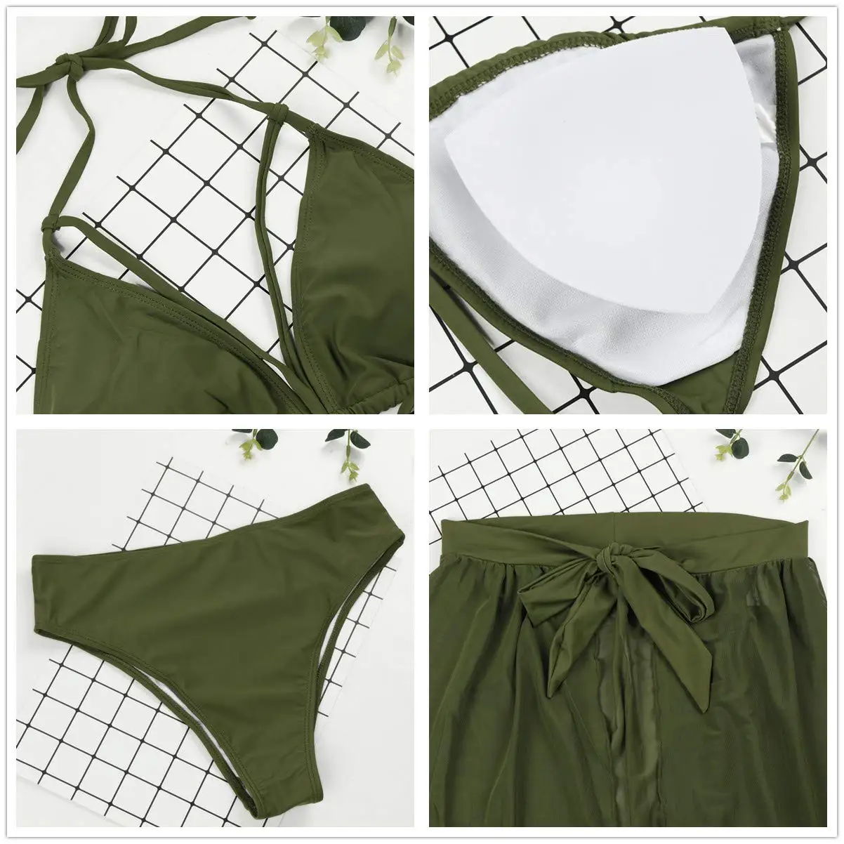 Custom Summer Ladies Cover Up Sexy Bikini Set Beach Wear Three Piece Bathing Suit Manufacturer Private Label Custom Sexy Bikini