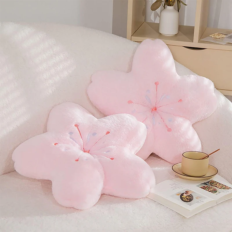 U063 Cute Cherry Blossom Decorative Plush Pillow for Bedroom Balcony Living Room Sofa Chair Cherry Cushion