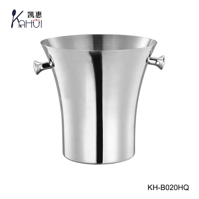 Hot-selling stainless steel buckets for champagne with handle for bar metal beer bucket ice bucket