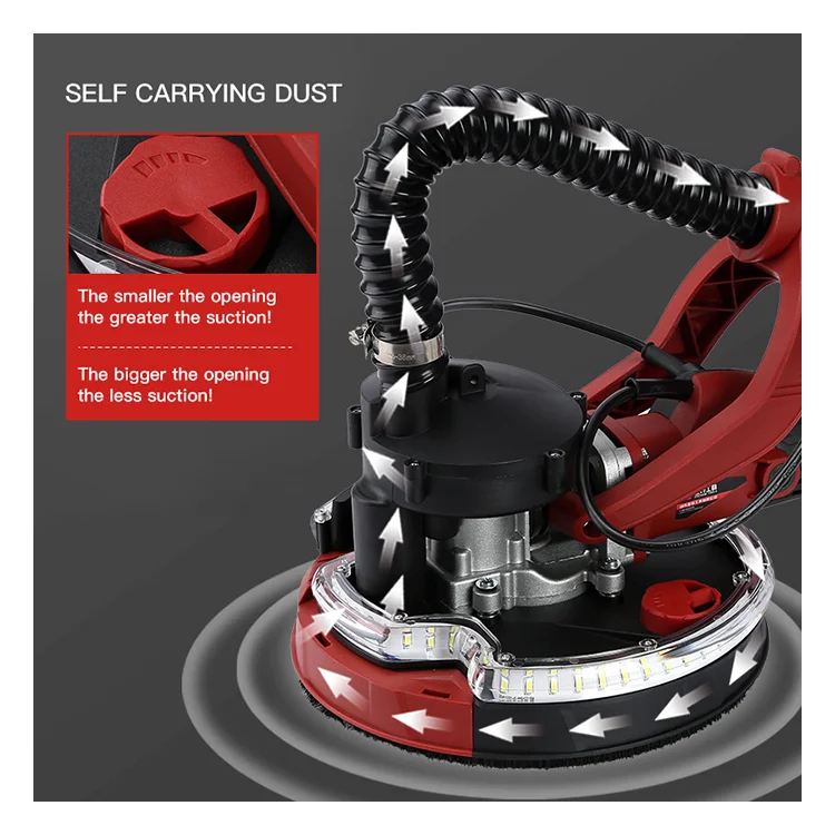 High Efficiency 750W dust-free telescopic 225mm hand-held long dry wall sander machine