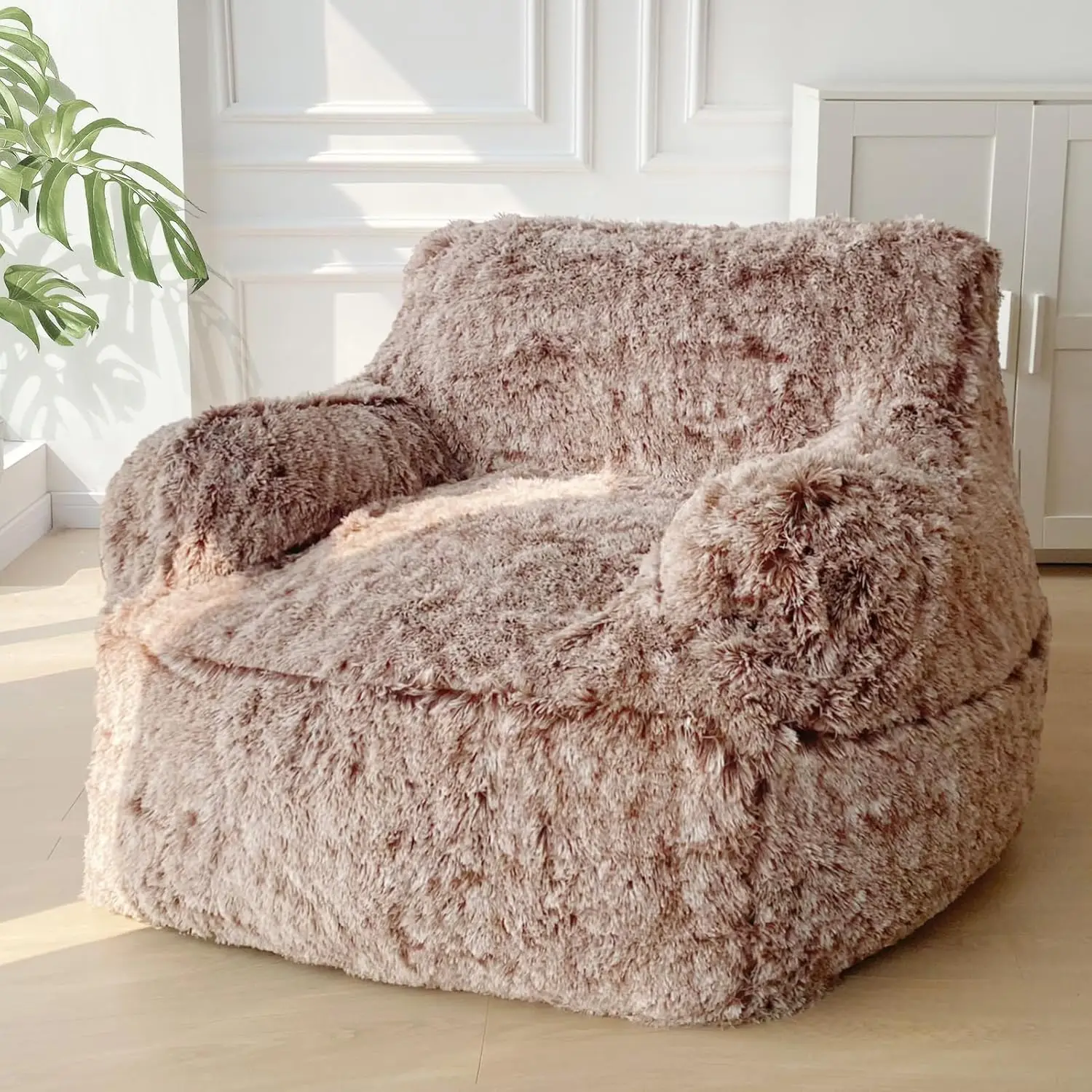 Faux Fur Stuffed Lazy Single Bean Bag Outdoor Sofas Nature Filler Large Living Room Giant Bean Bag Chair For Adults