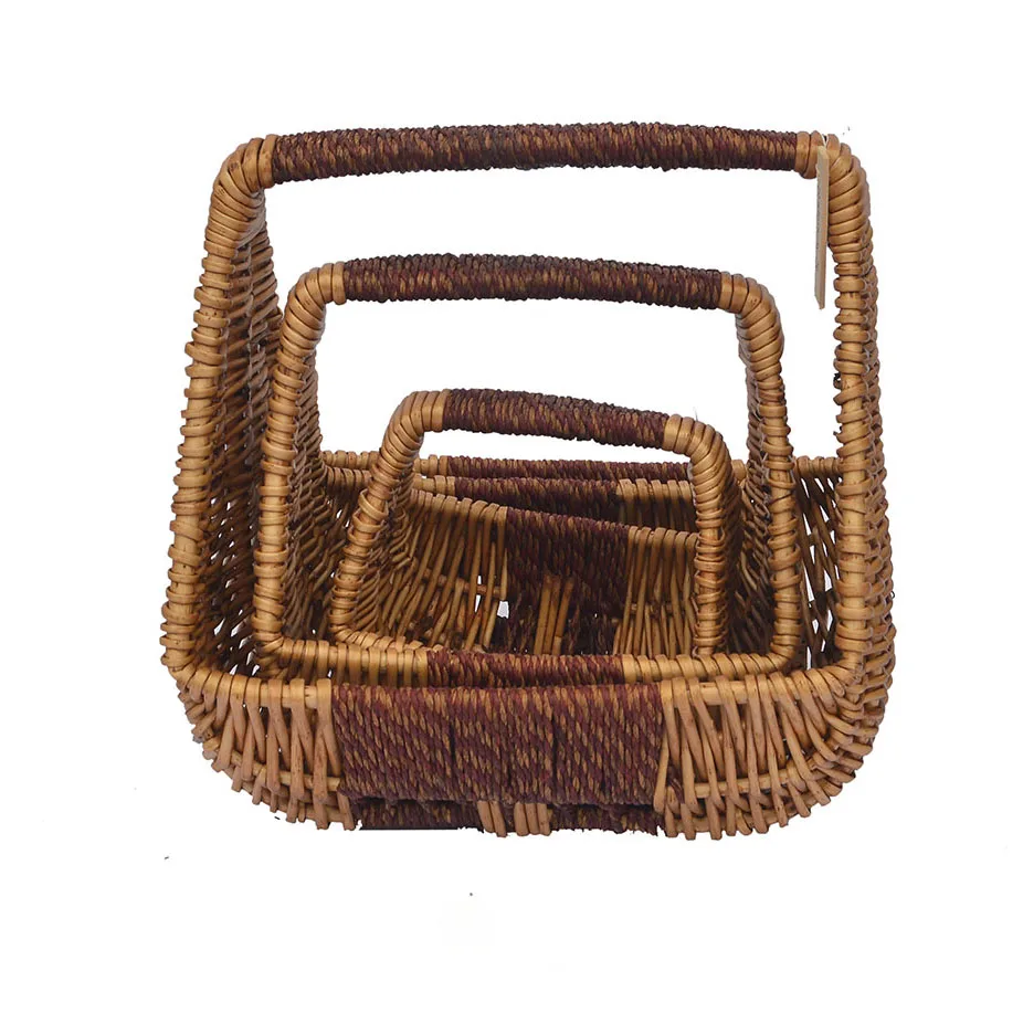 
Fair Trade Strong styles Creative Wicker &Rope Weaved baskets with handles Willow baskets 