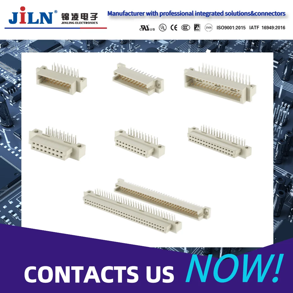 JiLN euro card connector three row 32 pin right angle SMT female din41612