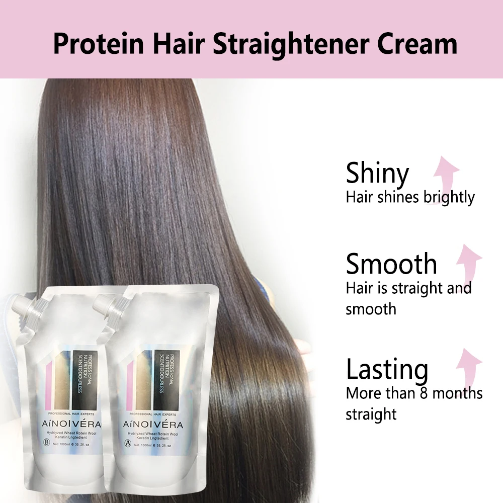 Easy and simple to use organic natural protein hair straightening cream,collagen strong formula hair smoothing treatment set