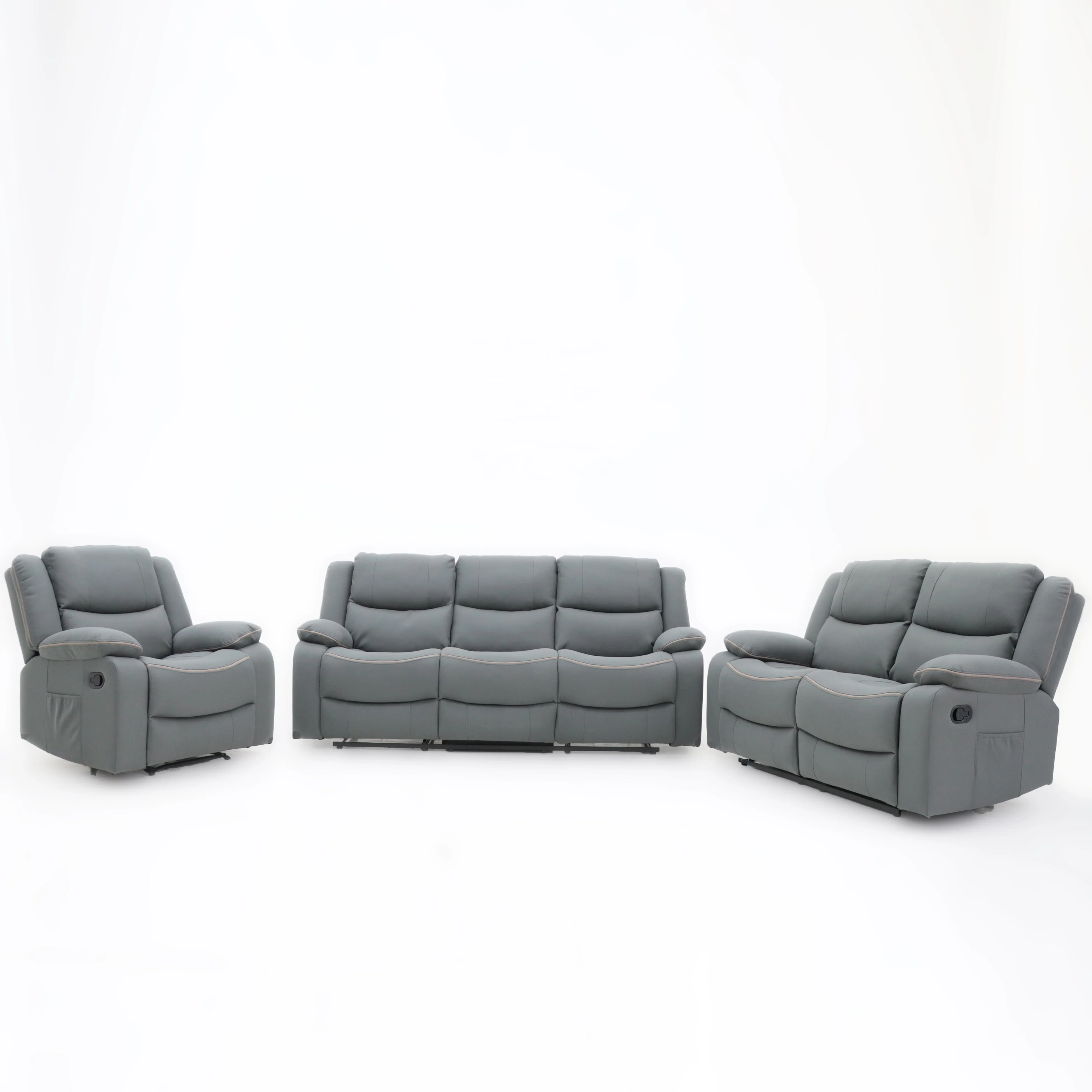 Geeksofa 3+2+1 Seater Good Leather Manual  Motion Recliner Sofa Set Reclinable For Living Room Furniture