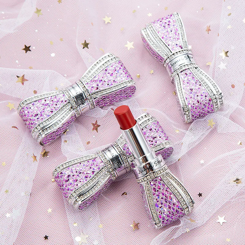 Jumei star butterfly lipstick with diamond rhinestones 8 colors waterproof long lasting velvet matte lipstick pencil