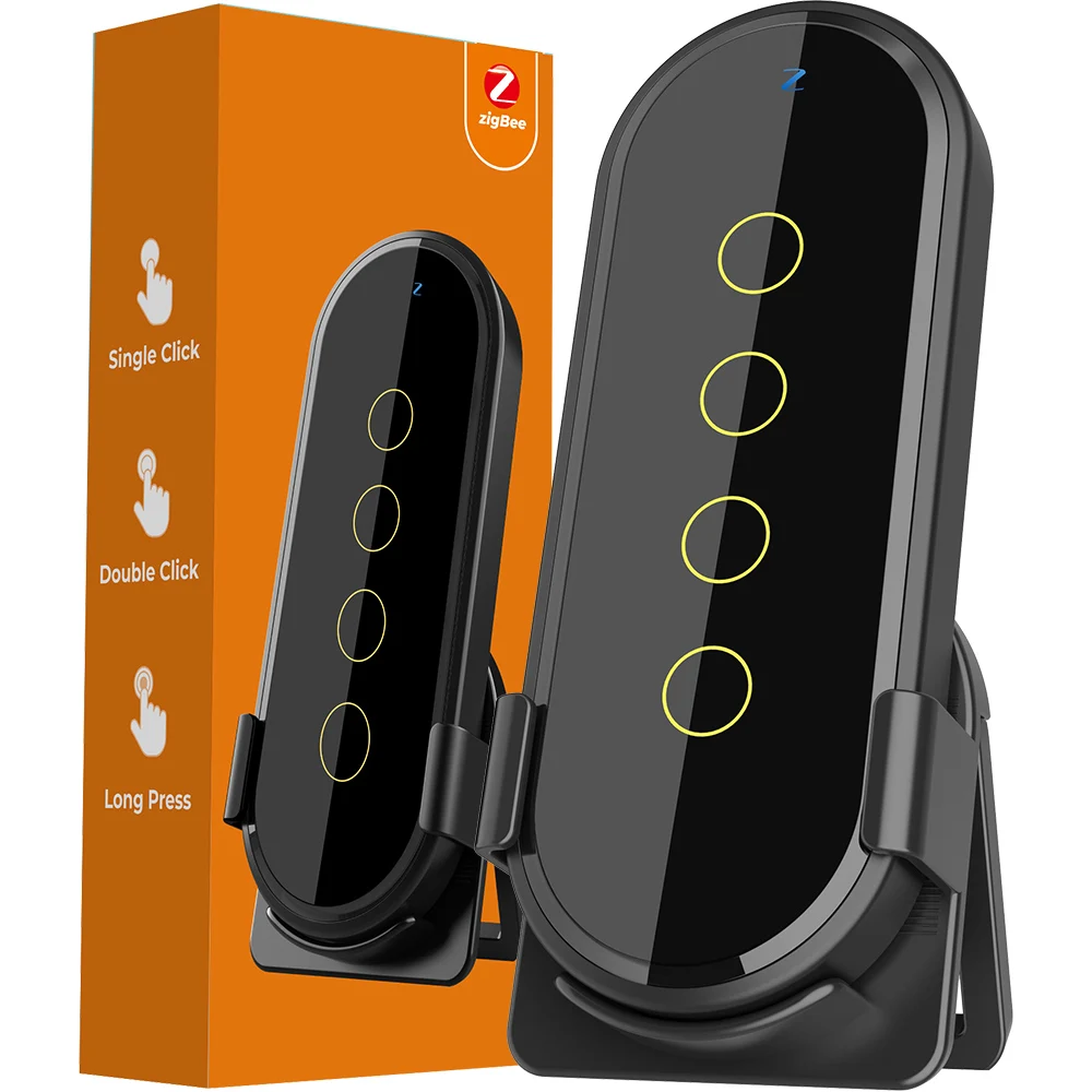 Tuya Zigbee 3.0 Bridge Protocol Wireless Smart Home 4 Gang 12 Scene Switch Touch Light Remote Control Smart Life App