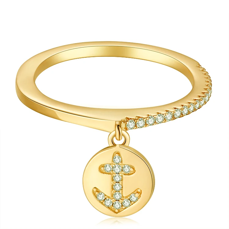 BAROLI 925 sterling silver fashion pendant jewelry silver gold ring anillo plata cz charms hangle ring set for women