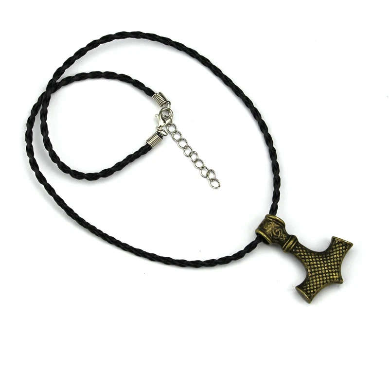 Viking Odin Axe Head Thor Hammer Mjolnir Pendant Norse Jewelry Punk Style Necklace