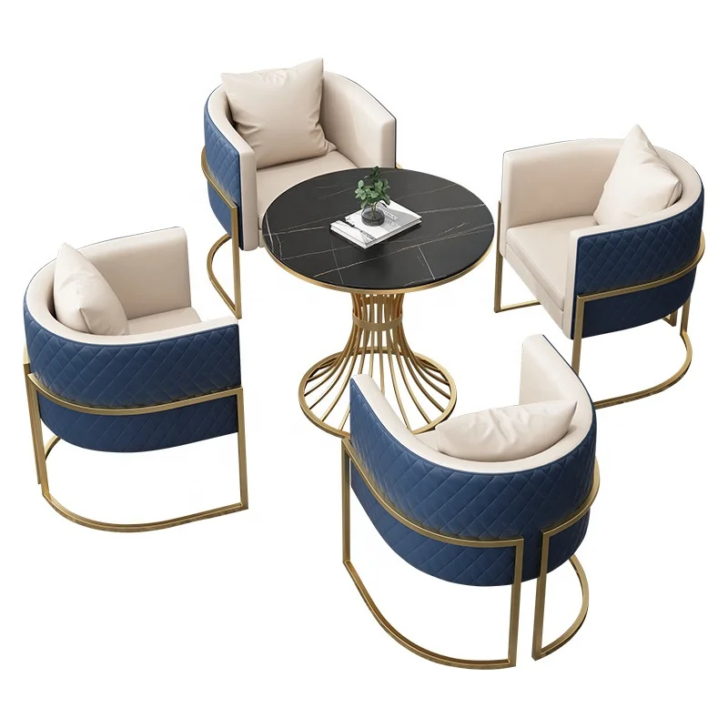 
Sales Office negotiation table and chair combination light luxury modern hotel business reception negotiation small round table 