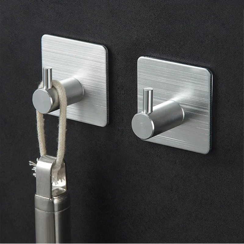 Adhesive Wall Hooks Heavy Duty Waterproof 304 Stainless Steel Kitchen Hooks 3M Adhesive Wall Hooks