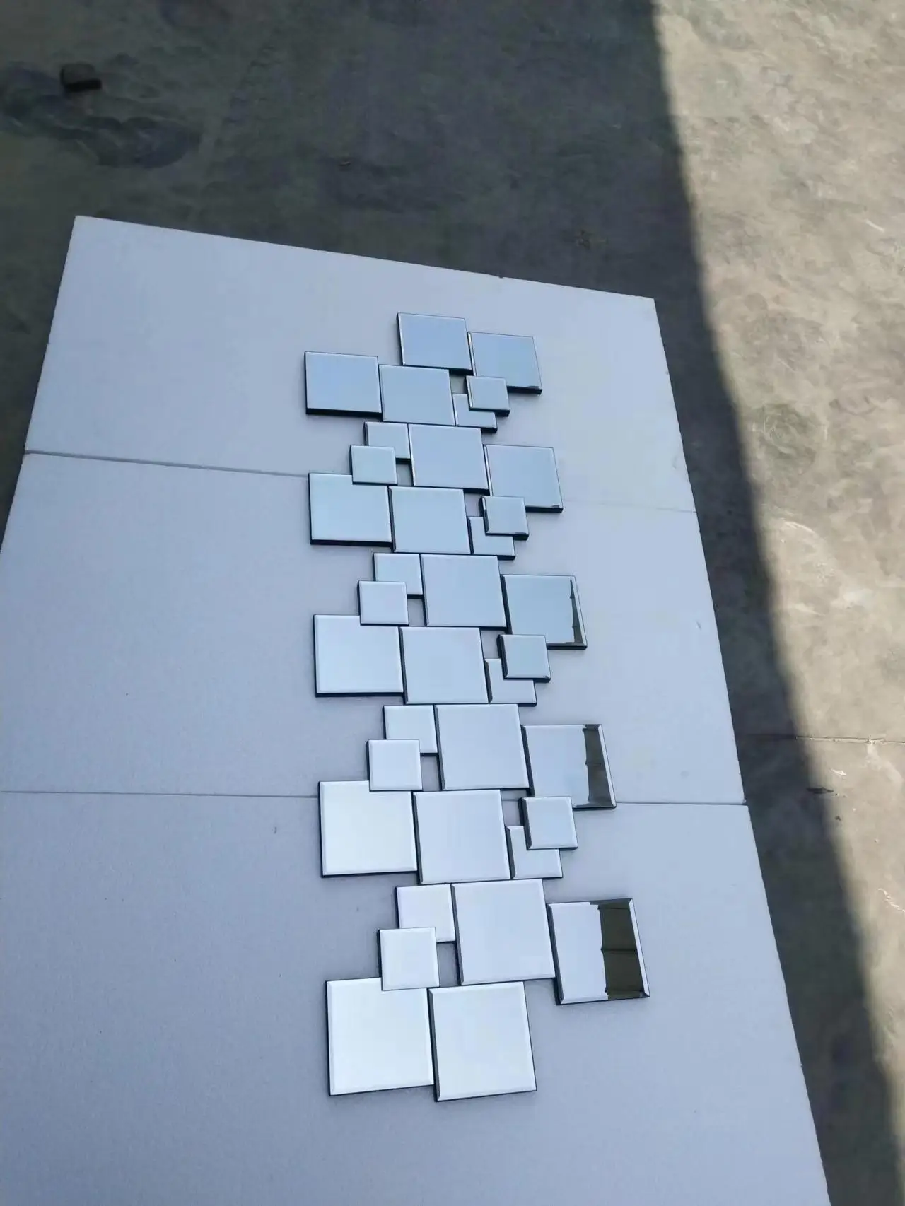 Elegant  Decorative Cluster rectangular  long large Wall Home Decor beveled silver art  Mirror