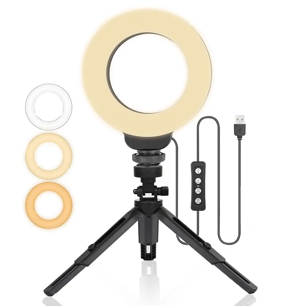 Wholesale Factory Price Selfie Fill Light For TikTok YouTube Video 4 inch LED Ring Light With Tripod Stand