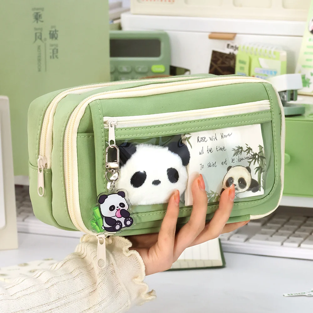 Wholesale Transparent Pencil Case for Girls High-Capacity Stationery Box High Aesthetic Pencil Case for Middle School