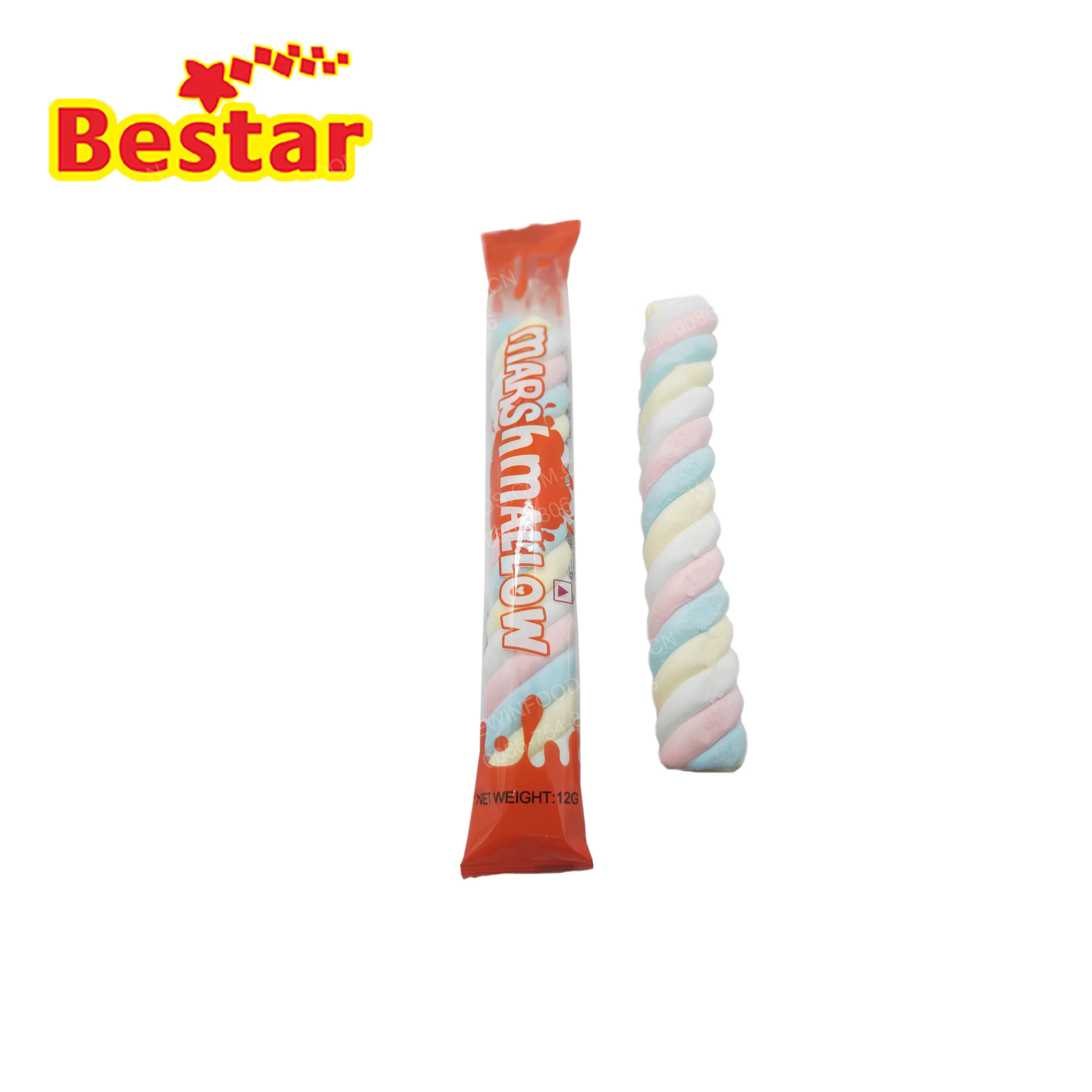 halal  marshmallow twists in barreled china marshmallow candy