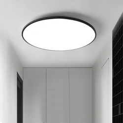 Morden Black Study Balcony Bedroom Room Light Round Mounted Indoor Slim Led Ceiling Lamp Plastics Led Tri-proof Light