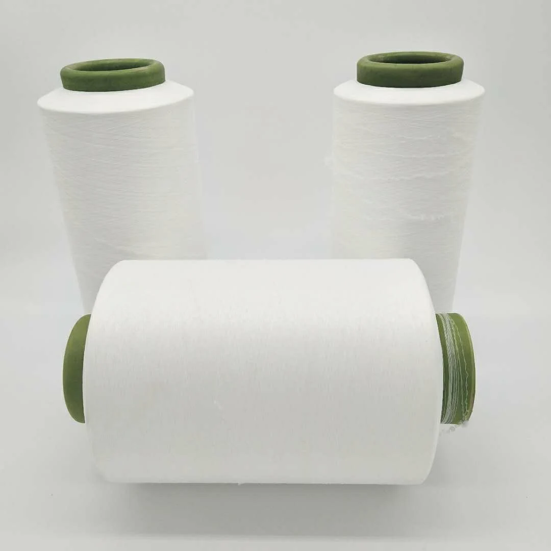 White yarn 30/150 polyester air covered yarn with low price