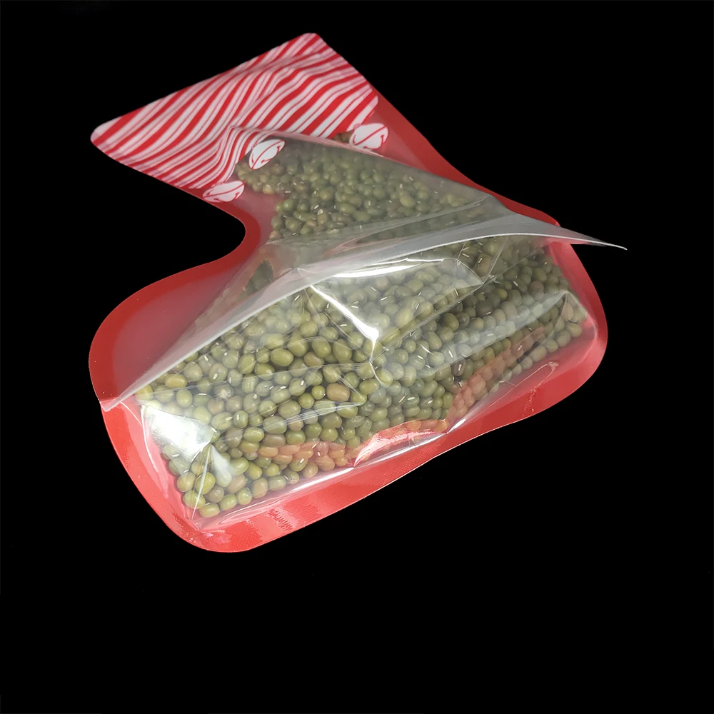 Christmas Stockings Special Shaped Candy Packaging Mylar Bags Wholesale Plastic Zipper Christmas Bag For Gummies