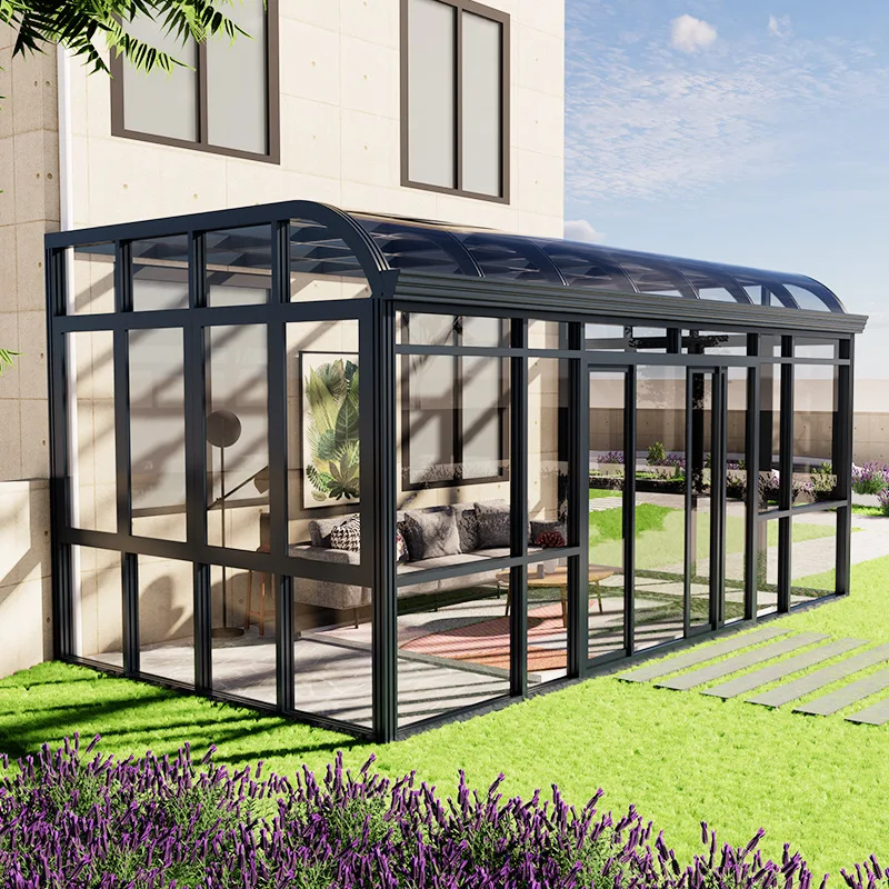 Luxury Conservatory Laminated Glass Prefab House Sunroom Garden Veranda Villa Living Portable Aluminum Glass Sunroom