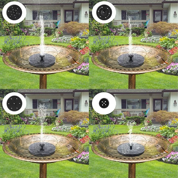 Solar Powered Bird Bath Fountain Pump with 6 Nozzle Free Standing Floating Upgrade Solar Fountain for Garden Pond Pool