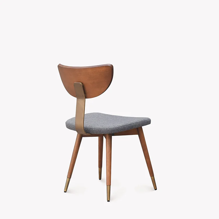 Designer original chair high end club hotel chair linen ash wood metal industrial dining chair